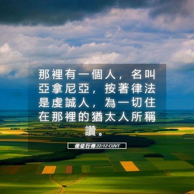 Picture 05 - 使 徒 行 傳 22:12 CUVT - 那 裡 有 一 個 人 ， 名 叫 亞 拿 尼 - Bible Verse Picture