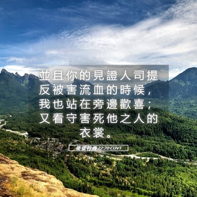 Picture 05 - 使 徒 行 傳 22:20 CUVT - 並 且 你 的 見 證 人 司 提 反 被 害 - Bible Verse Picture