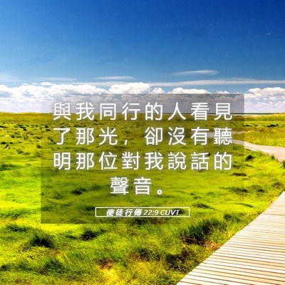 Picture 05 - 使 徒 行 傳 22:9 CUVT - 與 我 同 行 的 人 看 見 了 那 光 ， - Bible Verse Picture