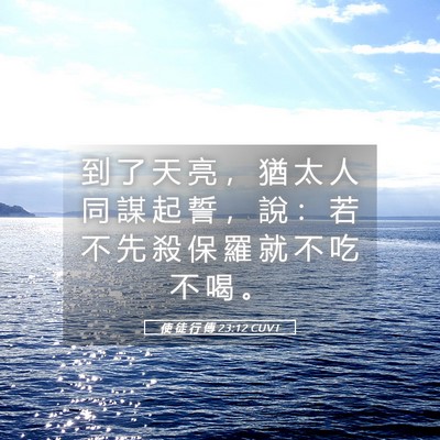 Picture 05 - 使 徒 行 傳 23:12 CUVT - 到 了 天 亮 ， 猶 太 人 同 謀 起 誓 - Bible Verse Picture