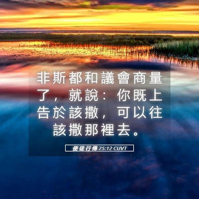 Picture 05 - 使 徒 行 傳 25:12 CUVT - 非 斯 都 和 議 會 商 量 了 ， 就 說 - Bible Verse Picture