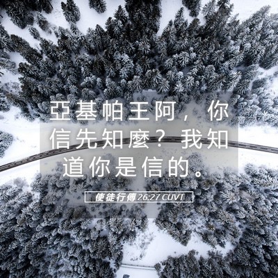 Picture 05 - 使 徒 行 傳 26:27 CUVT - 亞 基 帕 王 阿 ， 你 信 先 知 麼 ？ - Bible Verse Picture