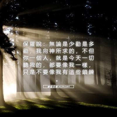 Picture 05 - 使 徒 行 傳 26:29 CUVT - 保 羅 說 ： 無 論 是 少 勸 是 多 勸 - Bible Verse Picture