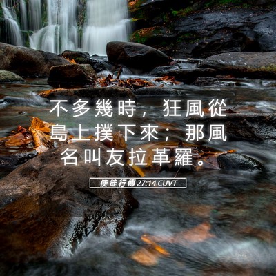 Picture 05 - 使 徒 行 傳 27:14 CUVT - 不 多 幾 時 ， 狂 風 從 島 上 撲 下 - Bible Verse Picture