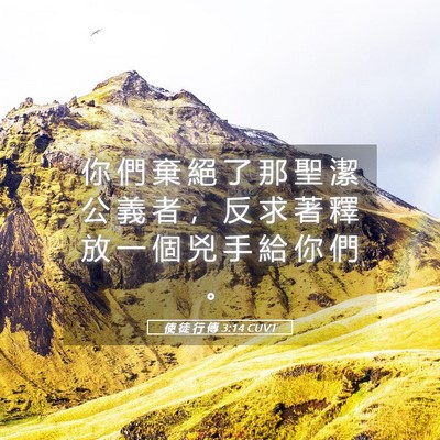 Picture 05 - 使 徒 行 傳 3:14 CUVT - 你 們 棄 絕 了 那 聖 潔 公 義 者 ， - Bible Verse Picture