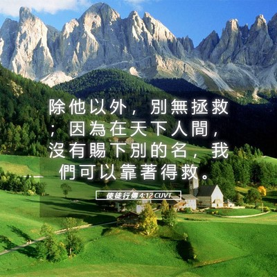 Picture 05 - 使 徒 行 傳 4:12 CUVT - 除 他 以 外 ， 別 無 拯 救 ； 因 為 - Bible Verse Picture