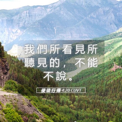 Picture 05 - 使 徒 行 傳 4:20 CUVT - 我 們 所 看 見 所 聽 見 的 ， 不 能 - Bible Verse Picture