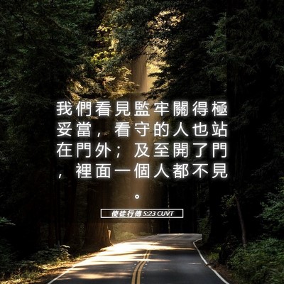 Picture 05 - 使 徒 行 傳 5:23 CUVT - 我 們 看 見 監 牢 關 得 極 妥 當 ， - Bible Verse Picture