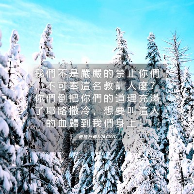 Picture 05 - 使 徒 行 傳 5:28 CUVT - 我 們 不 是 嚴 嚴 的 禁 止 你 們 ， - Bible Verse Picture