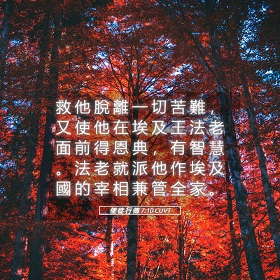 Picture 05 - 使 徒 行 傳 7:10 CUVT - 救 他 脫 離 一 切 苦 難 ， 又 使 他 - Bible Verse Picture