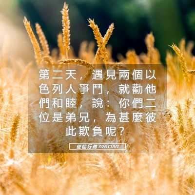 Picture 05 - 使 徒 行 傳 7:26 CUVT - 第 二 天 ， 遇 見 兩 個 以 色 列 人 - Bible Verse Picture