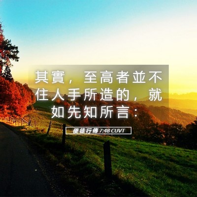 Picture 05 - 使 徒 行 傳 7:48 CUVT - 其 實 ， 至 高 者 並 不 住 人 手 所 - Bible Verse Picture
