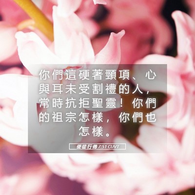 Picture 05 - 使 徒 行 傳 7:51 CUVT - 你 們 這 硬 著 頸 項 、 心 與 耳 未 - Bible Verse Picture