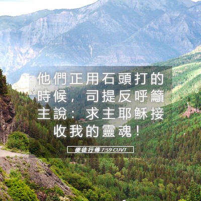 Picture 05 - 使 徒 行 傳 7:59 CUVT - 他 們 正 用 石 頭 打 的 時 候 ， 司 - Bible Verse Picture