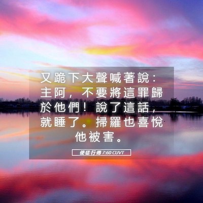 Picture 05 - 使 徒 行 傳 7:60 CUVT - 又 跪 下 大 聲 喊 著 說 ： 主 阿 ， - Bible Verse Picture