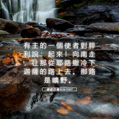 Picture 05 - 使 徒 行 傳 8:26 CUVT - 有 主 的 一 個 使 者 對 腓 利 說 ： - Bible Verse Picture