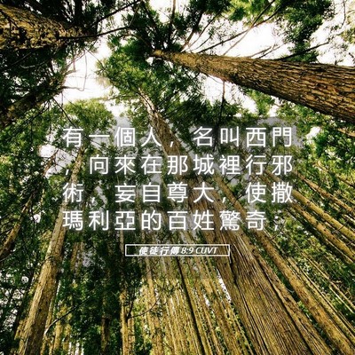 Picture 05 - 使 徒 行 傳 8:9 CUVT - 有 一 個 人 ， 名 叫 西 門 ， 向 來 - Bible Verse Picture