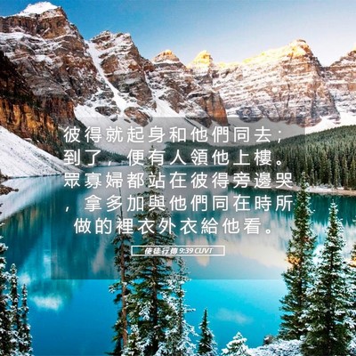 Picture 05 - 使 徒 行 傳 9:39 CUVT - 彼 得 就 起 身 和 他 們 同 去 ； 到 - Bible Verse Picture