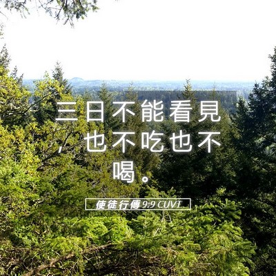 Picture 05 - 使 徒 行 傳 9:9 CUVT - 三 日 不 能 看 見 ， 也 不 吃 也 不 - Bible Verse Picture