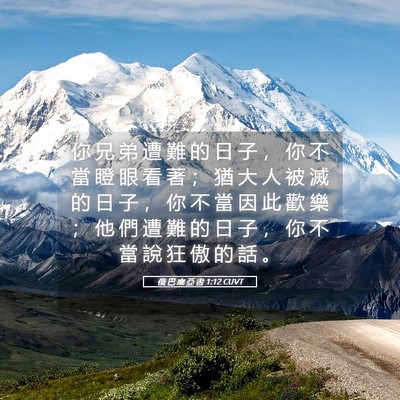 Picture 05 - 俄 巴 底 亞 書 1:12 CUVT - 你 兄 弟 遭 難 的 日 子 ， 你 不 當 - Bible Verse Picture