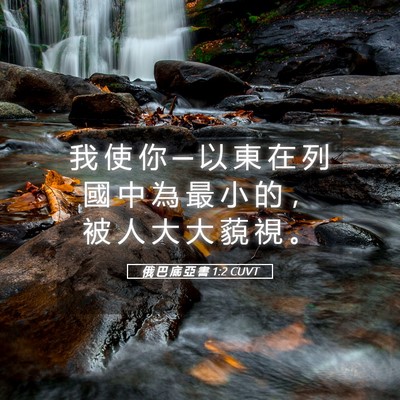 Picture 05 - 俄 巴 底 亞 書 1:2 CUVT - 我 使 你 ─ 以 東 在 列 國 中 為 最 - Bible Verse Picture