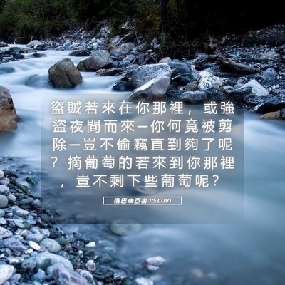 Picture 05 - 俄 巴 底 亞 書 1:5 CUVT - 盜 賊 若 來 在 你 那 裡 ， 或 強 盜 - Bible Verse Picture