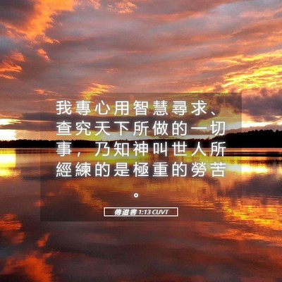 Picture 05 - 傳 道 書 1:13 CUVT - 我 專 心 用 智 慧 尋 求 、 查 究 天 - Bible Verse Picture