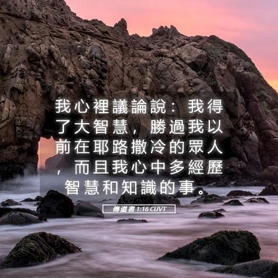 Picture 05 - 傳 道 書 1:16 CUVT - 我 心 裡 議 論 說 ： 我 得 了 大 智 - Bible Verse Picture