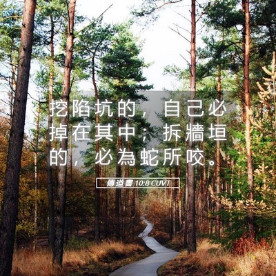 Picture 05 - 傳 道 書 10:8 CUVT - 挖 陷 坑 的 ， 自 己 必 掉 在 其 中 - Bible Verse Picture