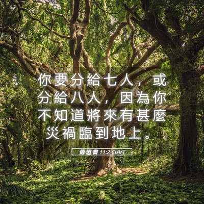 Picture 05 - 傳 道 書 11:2 CUVT - 你 要 分 給 七 人 ， 或 分 給 八 人 - Bible Verse Picture