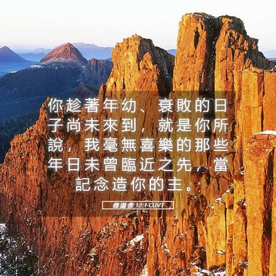 Picture 05 - 傳 道 書 12:1 CUVT - 你 趁 著 年 幼 、 衰 敗 的 日 子 尚 - Bible Verse Picture