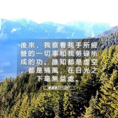 Picture 05 - 傳 道 書 2:11 CUVT - 後 來 ， 我 察 看 我 手 所 經 營 的 - Bible Verse Picture