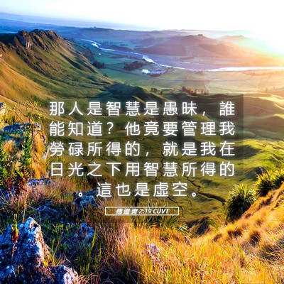 Picture 05 - 傳 道 書 2:19 CUVT - 那 人 是 智 慧 是 愚 昧 ， 誰 能 知 - Bible Verse Picture