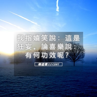 Picture 05 - 傳 道 書 2:2 CUVT - 我 指 嬉 笑 說 ： 這 是 狂 妄 。 論 - Bible Verse Picture