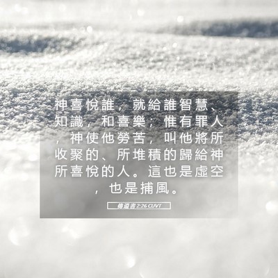 Picture 05 - 傳 道 書 2:26 CUVT - 神 喜 悅 誰 ， 就 給 誰 智 慧 、 知 - Bible Verse Picture