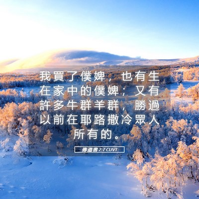 Picture 05 - 傳 道 書 2:7 CUVT - 我 買 了 僕 婢 ， 也 有 生 在 家 中 - Bible Verse Picture