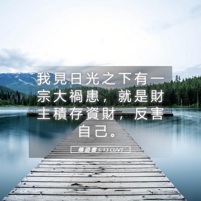 Picture 05 - 傳 道 書 5:13 CUVT - 我 見 日 光 之 下 有 一 宗 大 禍 患 - Bible Verse Picture