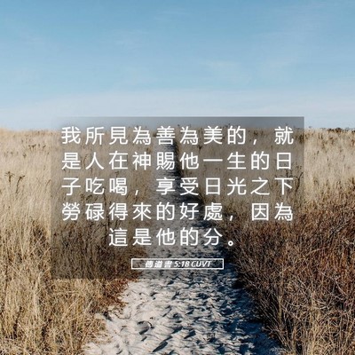 Picture 05 - 傳 道 書 5:18 CUVT - 我 所 見 為 善 為 美 的 ， 就 是 人 - Bible Verse Picture