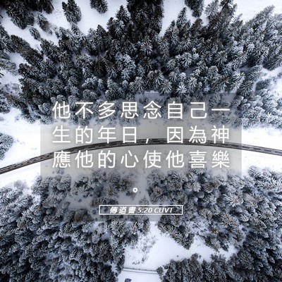Picture 05 - 傳 道 書 5:20 CUVT - 他 不 多 思 念 自 己 一 生 的 年 日 - Bible Verse Picture