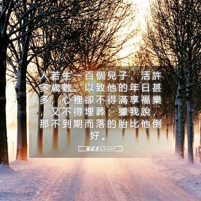 Picture 05 - 傳 道 書 6:3 CUVT - 人 若 生 一 百 個 兒 子 ， 活 許 多 - Bible Verse Picture
