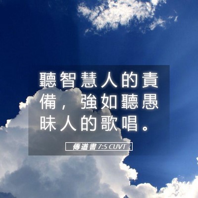 Picture 05 - 傳 道 書 7:5 CUVT - 聽 智 慧 人 的 責 備 ， 強 如 聽 愚 - Bible Verse Picture