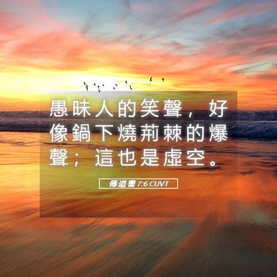 Picture 05 - 傳 道 書 7:6 CUVT - 愚 昧 人 的 笑 聲 ， 好 像 鍋 下 燒 - Bible Verse Picture