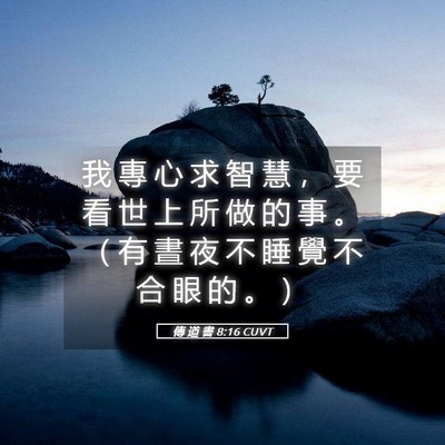 Picture 05 - 傳 道 書 8:16 CUVT - 我 專 心 求 智 慧 ， 要 看 世 上 所 - Bible Verse Picture