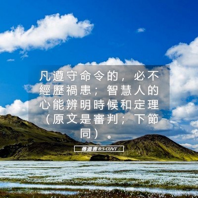Picture 05 - 傳 道 書 8:5 CUVT - 凡 遵 守 命 令 的 ， 必 不 經 歷 禍 - Bible Verse Picture