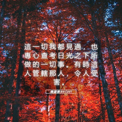 Picture 05 - 傳 道 書 8:9 CUVT - 這 一 切 我 都 見 過 ， 也 專 心 查 - Bible Verse Picture