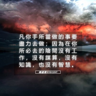 Picture 05 - 傳 道 書 9:10 CUVT - 凡 你 手 所 當 做 的 事 要 盡 力 去 - Bible Verse Picture