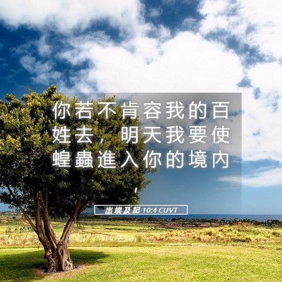 Picture 05 - 出 埃 及 記 10:4 CUVT - 你 若 不 肯 容 我 的 百 姓 去 ， 明 - Bible Verse Picture