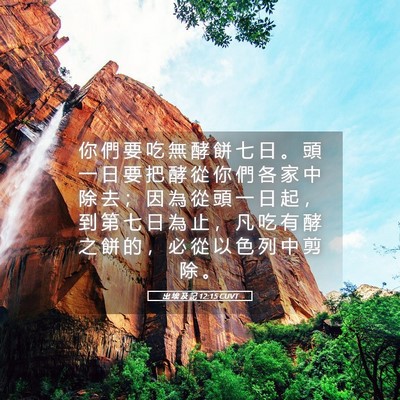 Picture 05 - 出 埃 及 記 12:15 CUVT - 你 們 要 吃 無 酵 餅 七 日 。 頭 一 - Bible Verse Picture