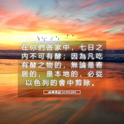 Picture 05 - 出 埃 及 記 12:19 CUVT - 在 你 們 各 家 中 ， 七 日 之 內 不 - Bible Verse Picture