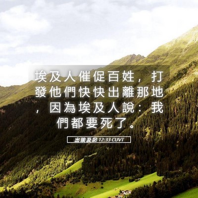 Picture 05 - 出 埃 及 記 12:33 CUVT - 埃 及 人 催 促 百 姓 ， 打 發 他 們 - Bible Verse Picture